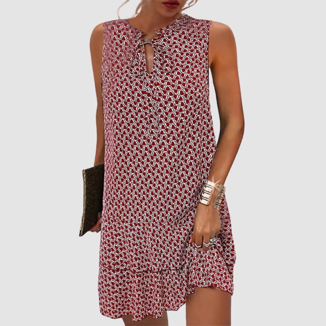V Neck Sleeveless Midi Dress With Pockets