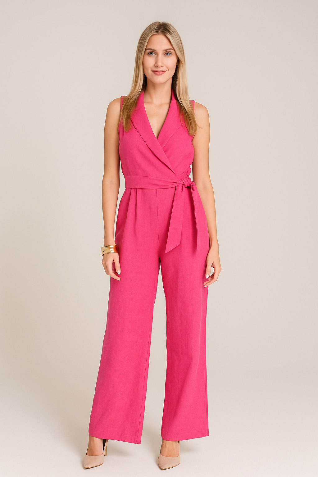 Elegant Wrap Jumpsuit with Belted Waist