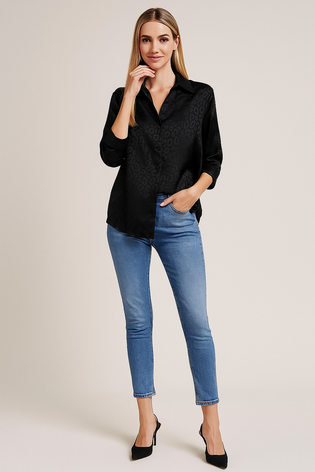 Satin Leopard Print Blouse