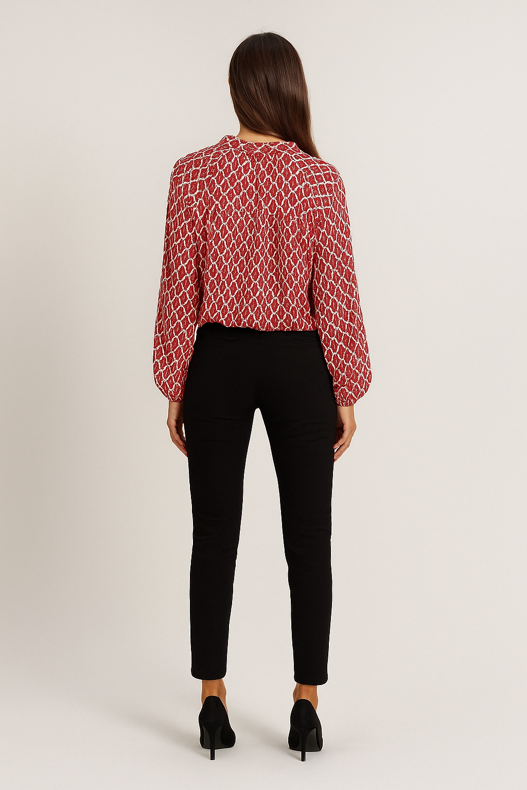 V Neck Long Sleeve Blouse