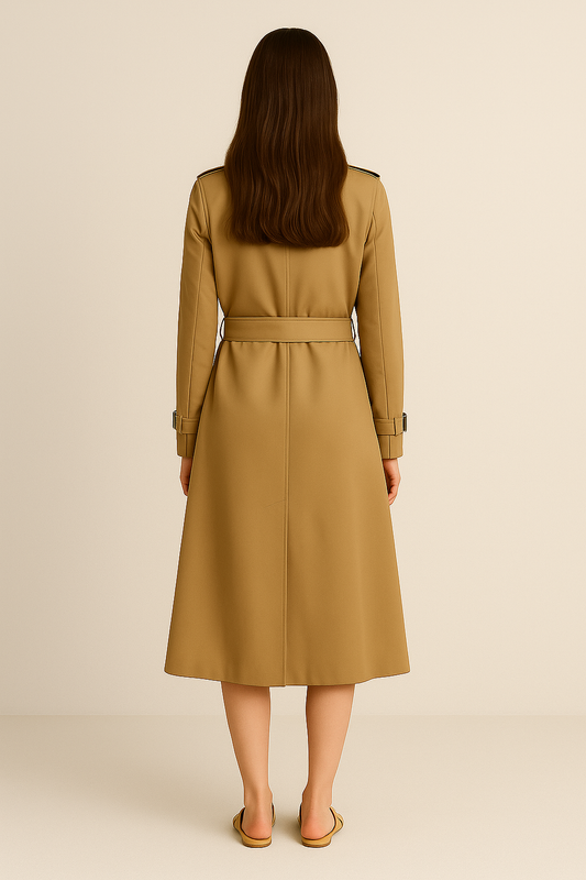 Women’s Double-Breasted Trench Coat – Classic Belted Fit