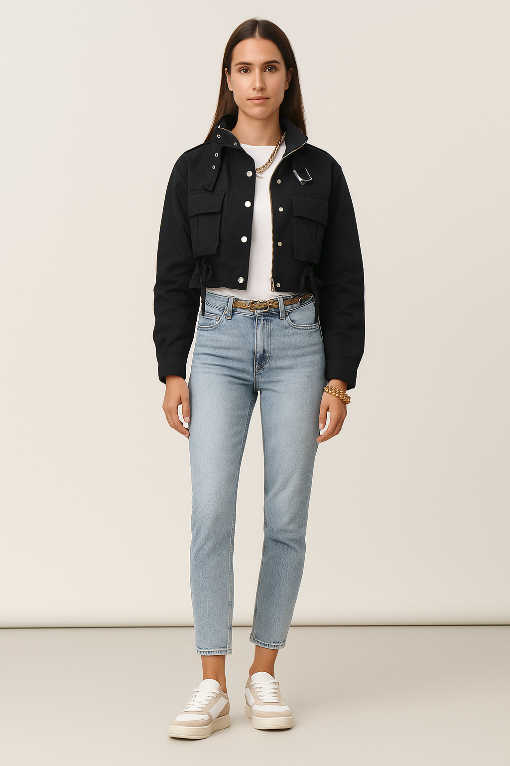 Women’s Utility Jacket with Flap and Drawstring
