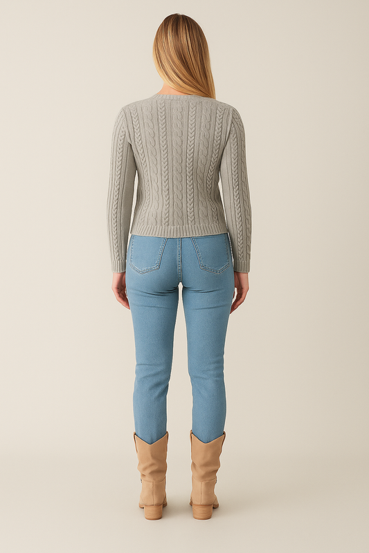 Cable Knit Cardigan – Button Front – Relaxed Fit