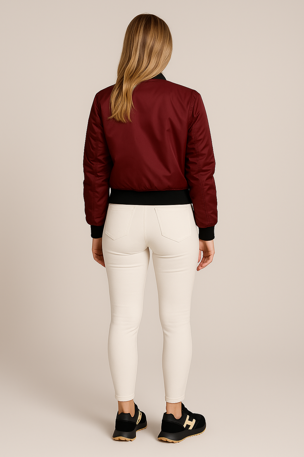 Bomber Jacket Zip Up Ribbed Trim