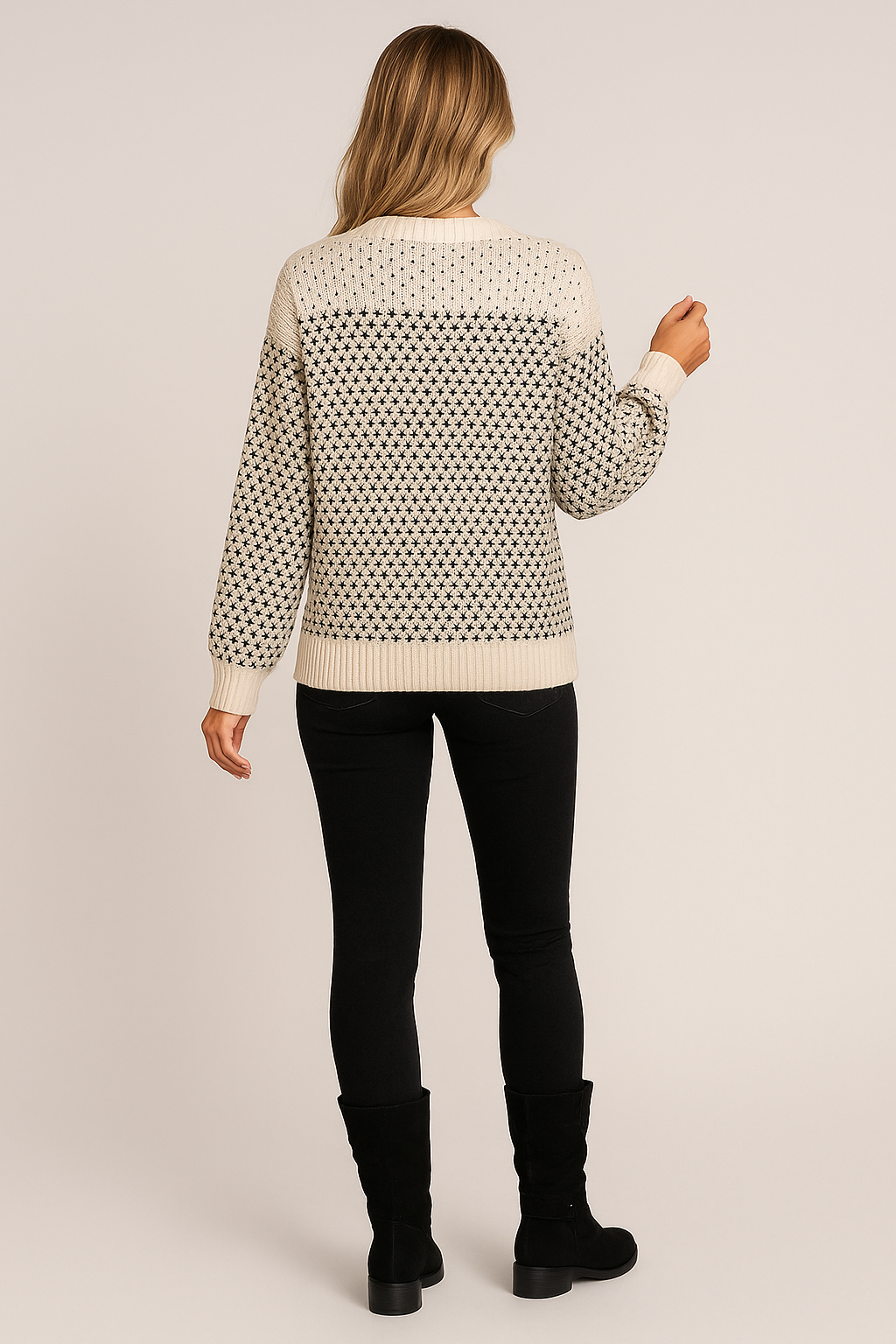 Color Block Sweater Geometric Knit Relaxed Fit