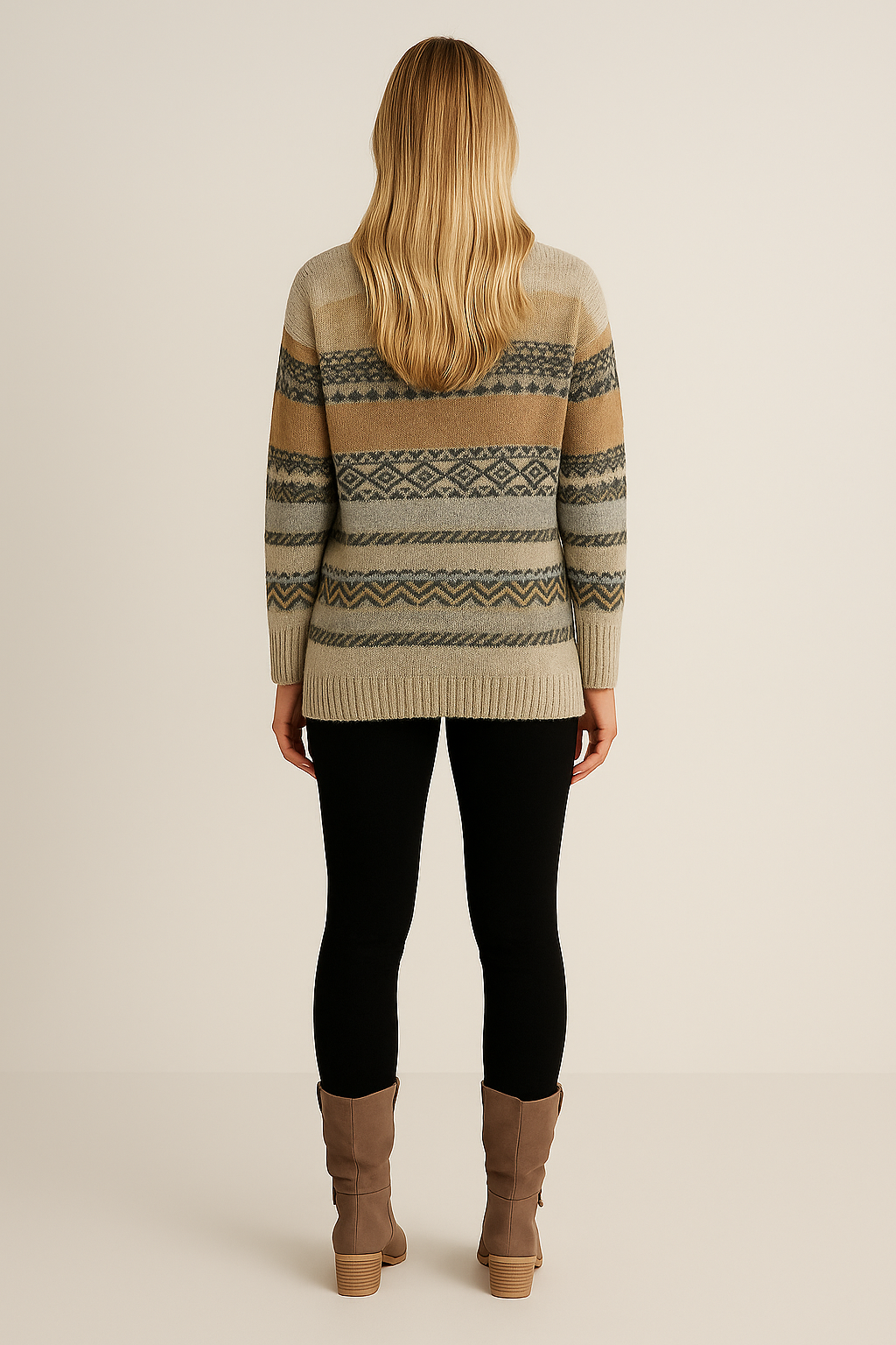V Neck Color Block Sweater Chevron Relaxed Fit