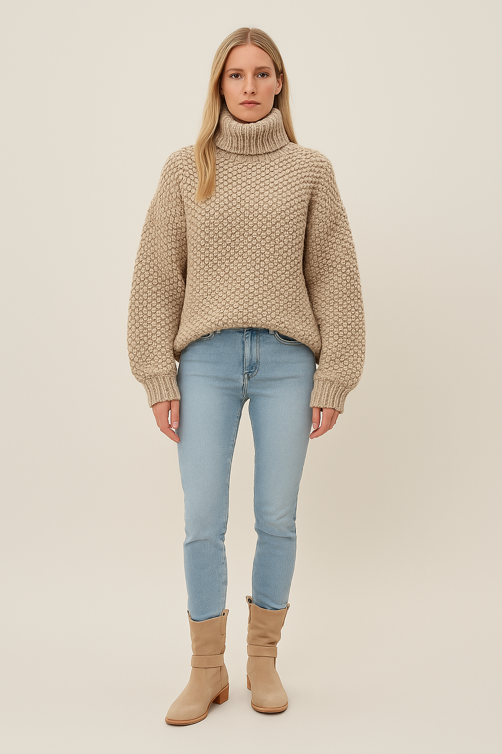 Chunky Knit Turtleneck Jumper Oversized