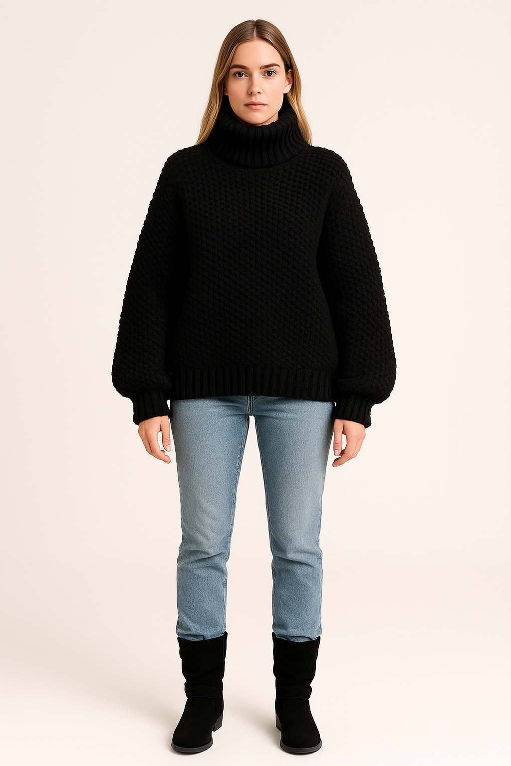 Chunky Knit Turtleneck Jumper Oversized