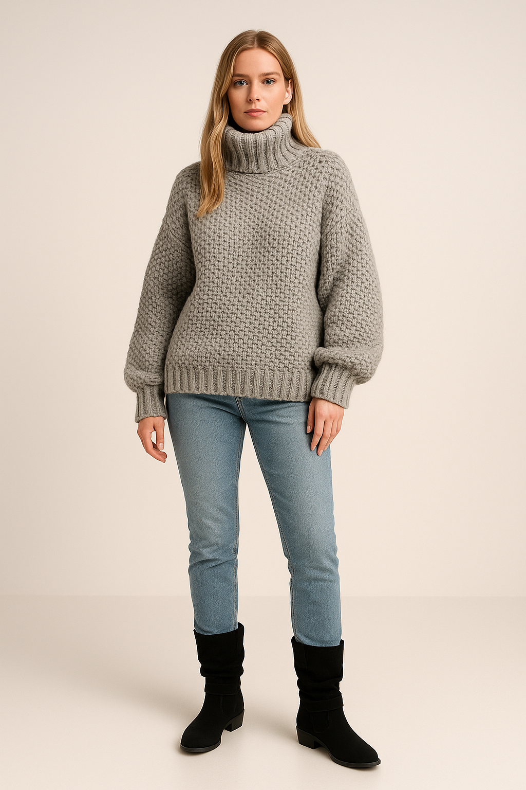 Chunky Knit Turtleneck Jumper Oversized