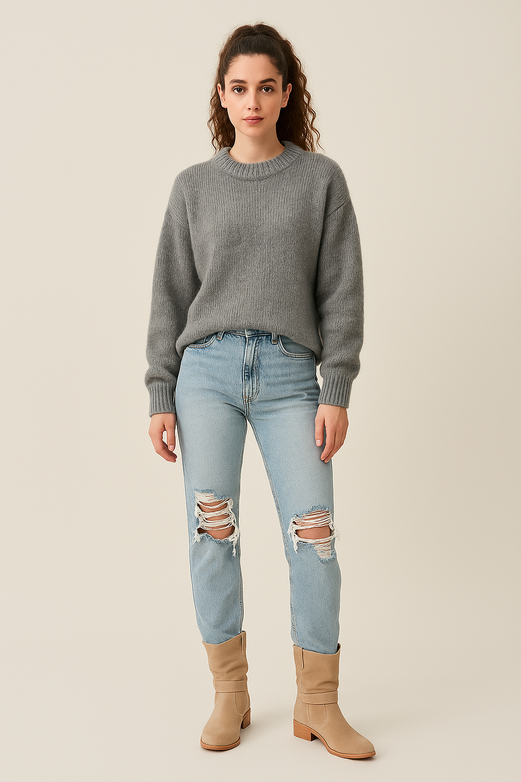 Sweater Mid Length Elegant Look Relaxed Fit