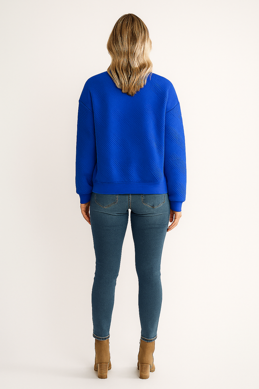 Cardigan – Zip Up – Textured Knit – Ribbed Trim – Relaxed Fit