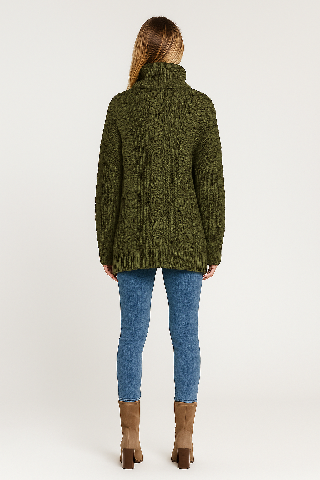 Oversized Turtleneck Cable Knit Sweater