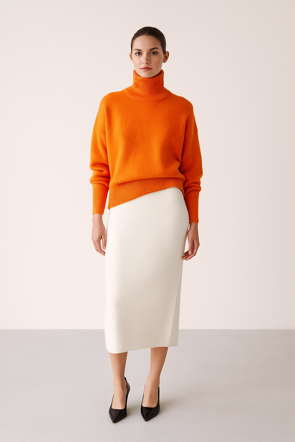 Oversized Turtleneck Elbow Slit Sweater