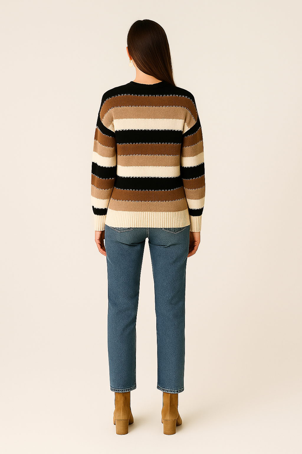 Striped Knitted Sweater Relaxed Fit Classic Pattern