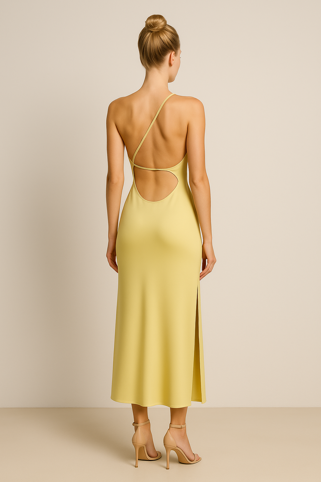 One Shoulder Maxi Dress Women Open Back High Slit