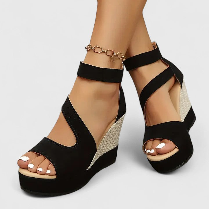 Wedge Sandals With Elastic Straps