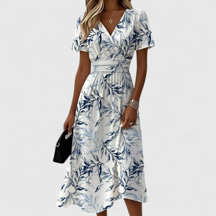 Wrap Top Midi Dress With Soft Skirt