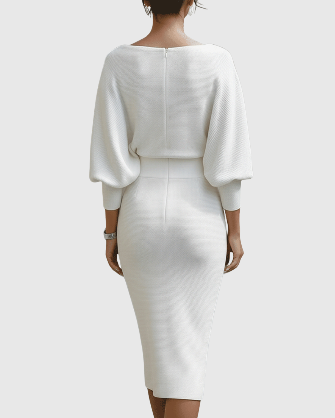 Draped Batwing Midi Dress With Cowl Neckline