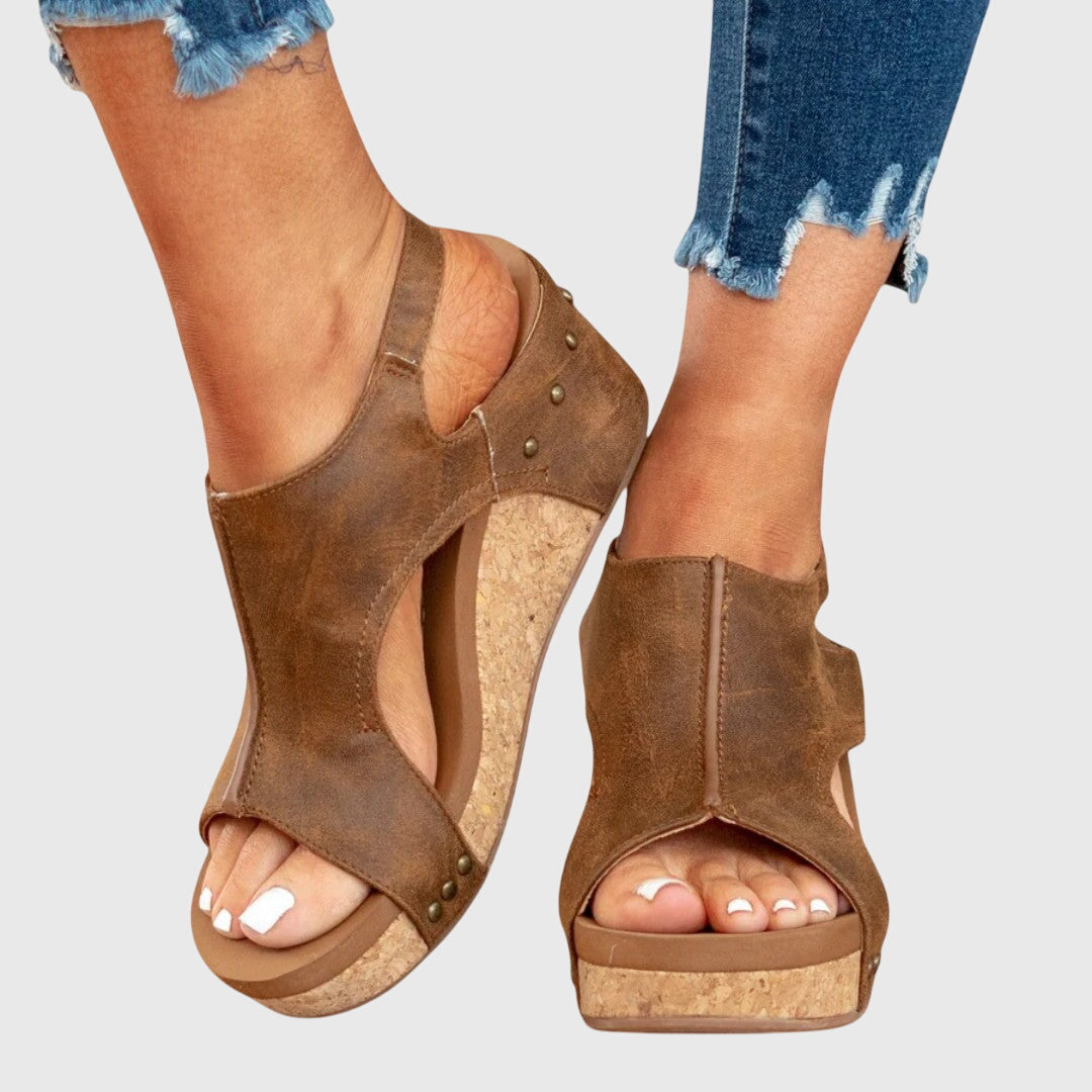 Adjustable Wedge Sandals With Cushioned Insole
