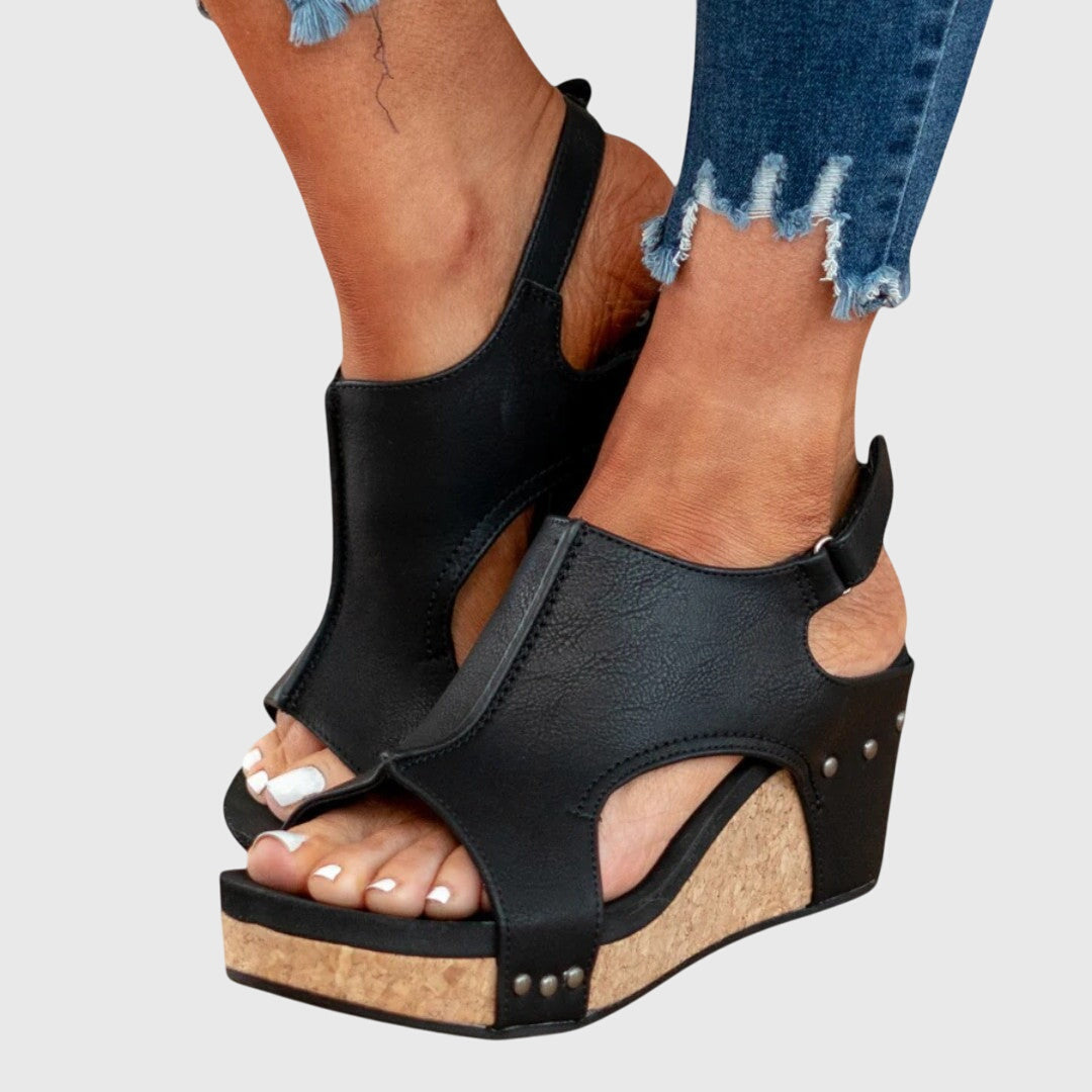 Adjustable Wedge Sandals With Cushioned Insole