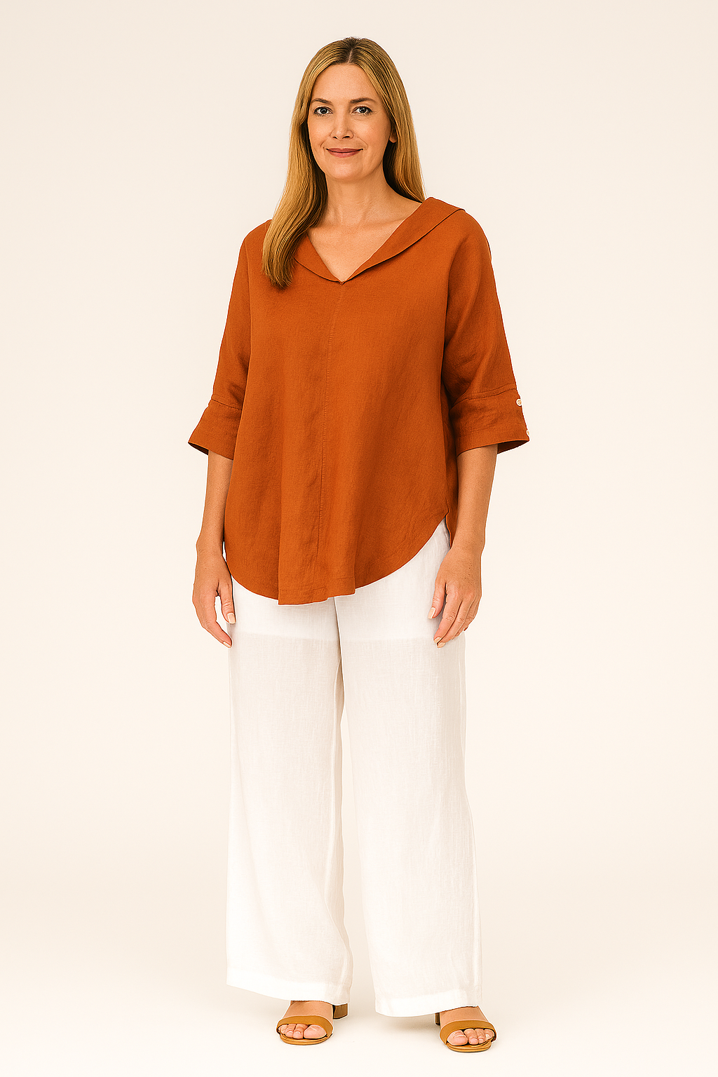 Casual Linen Shirt V Neck