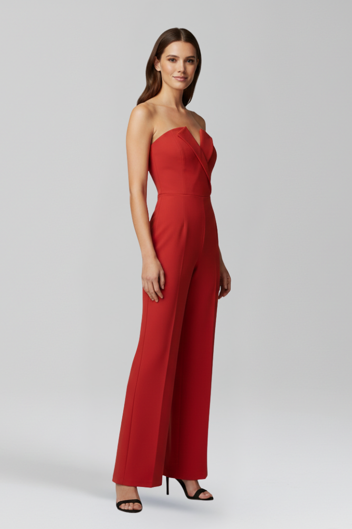 Sleeveless Halter Neck Wide Leg Jumpsuit with Defined Waist