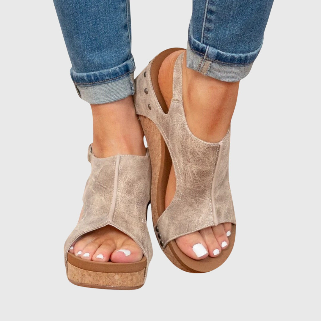 Adjustable Wedge Sandals With Cushioned Insole