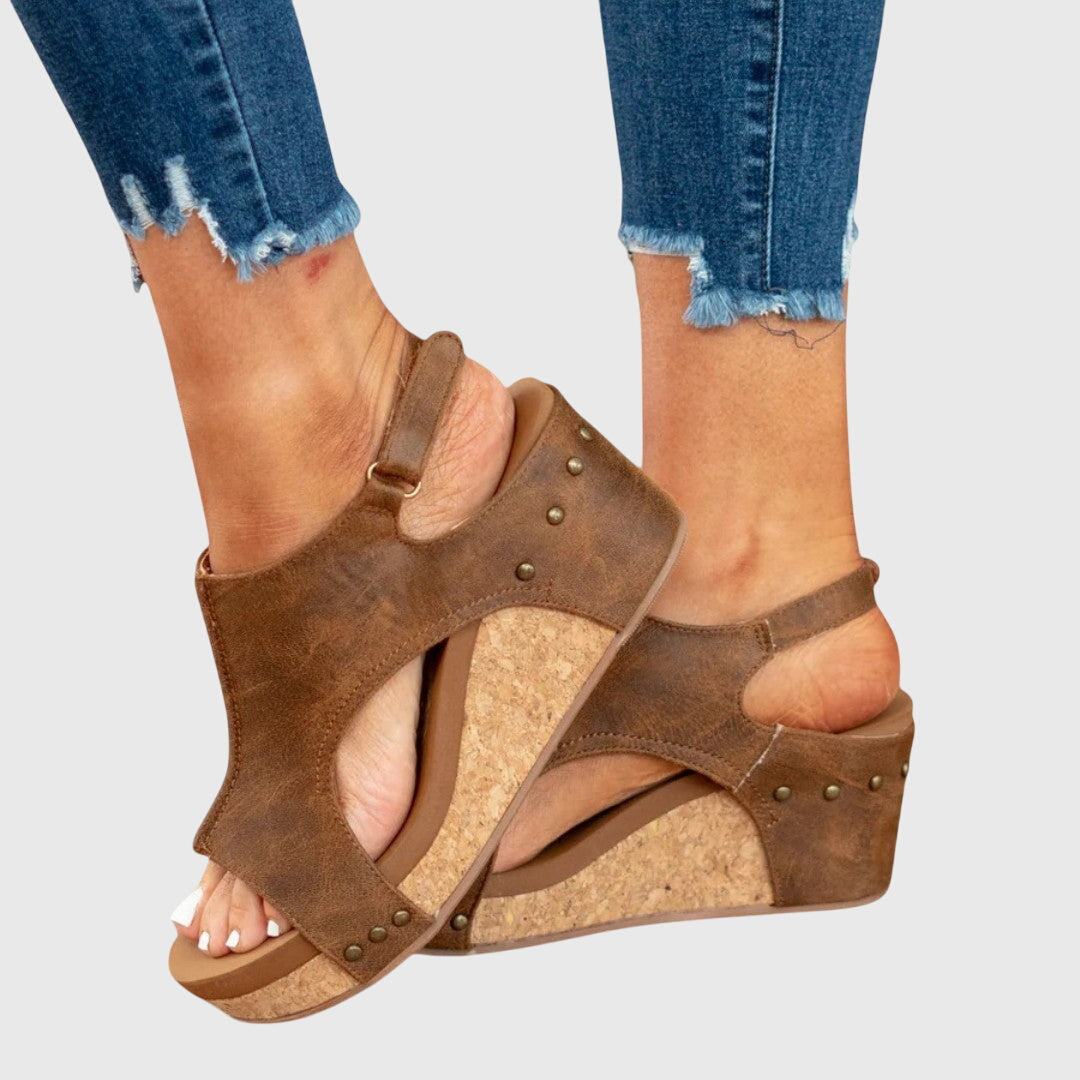 Adjustable Wedge Sandals With Cushioned Insole