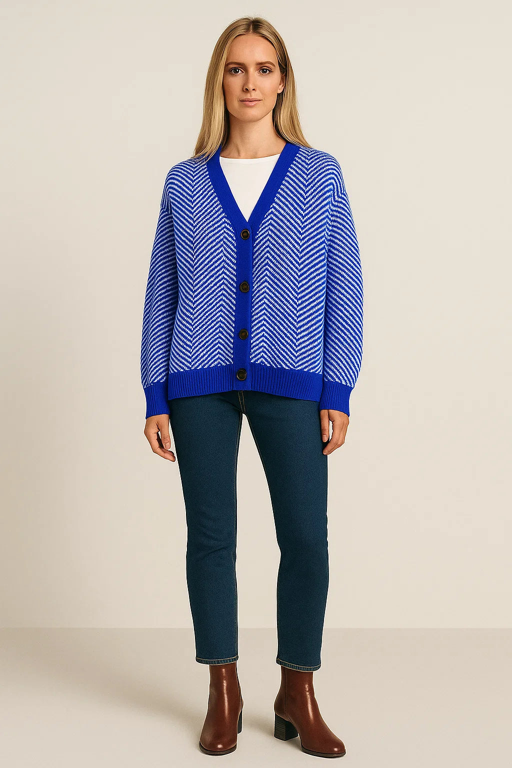 Oversized Herringbone Cardigan Timeless Style with Comfort
