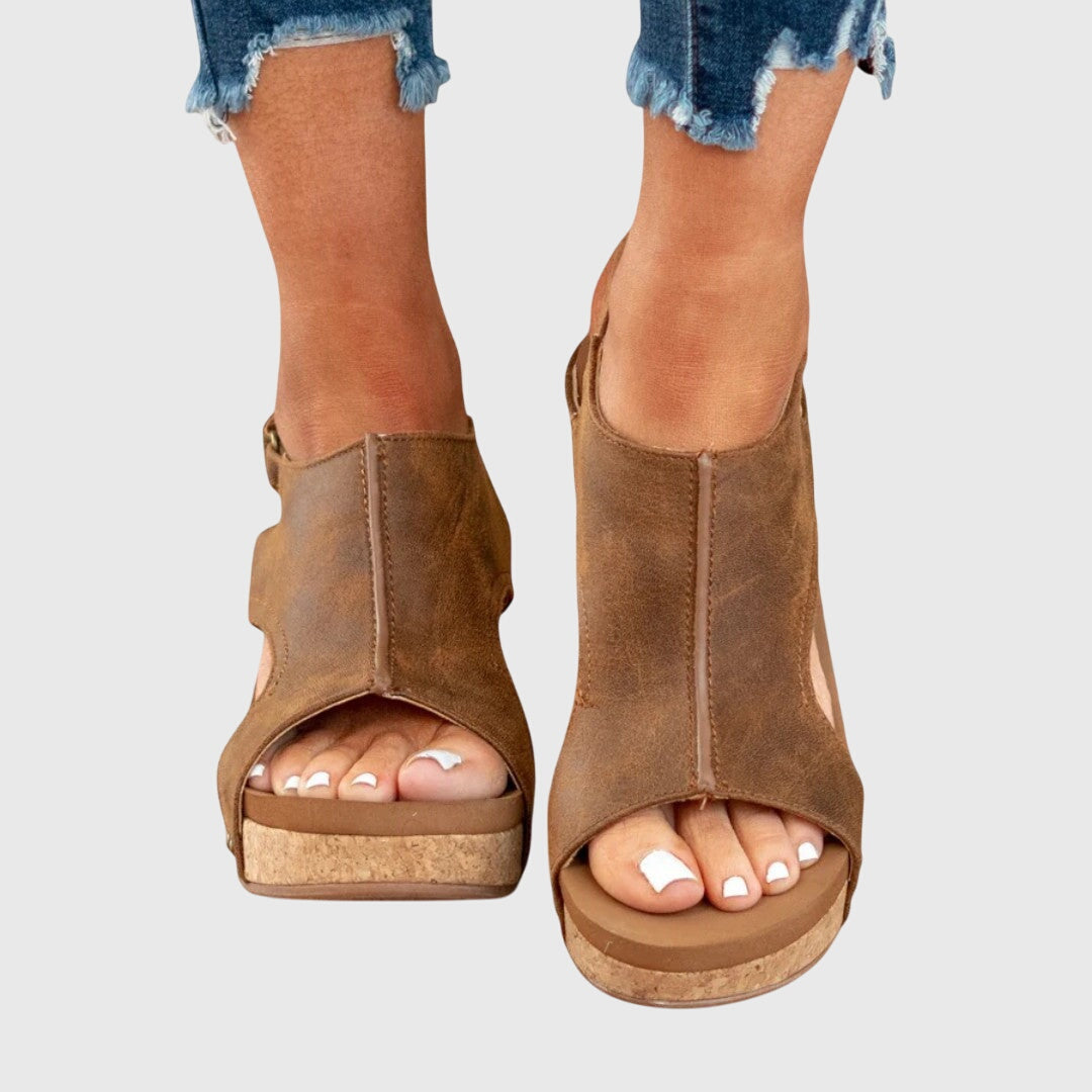 Adjustable Wedge Sandals With Cushioned Insole