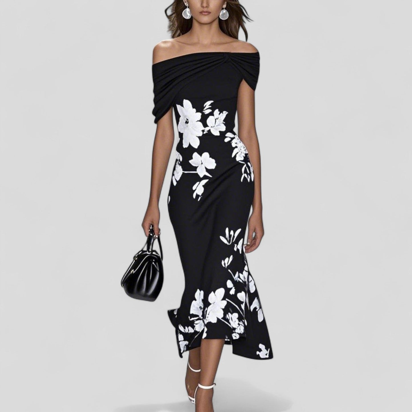 Elegant Midi Dress With Statement Print