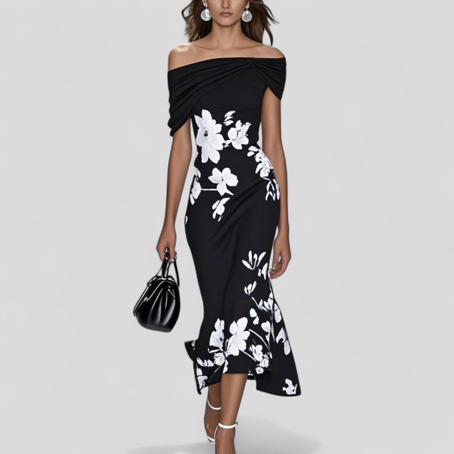 Elegant Midi Dress With Statement Print