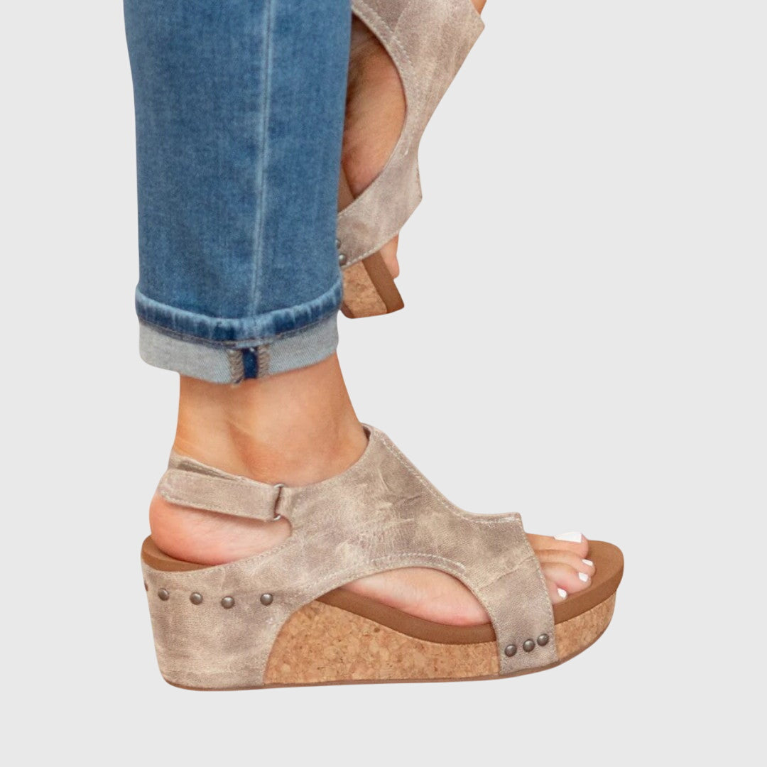 Adjustable Wedge Sandals With Cushioned Insole