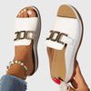 Open Toe Buckle Sandals With Gold Detail