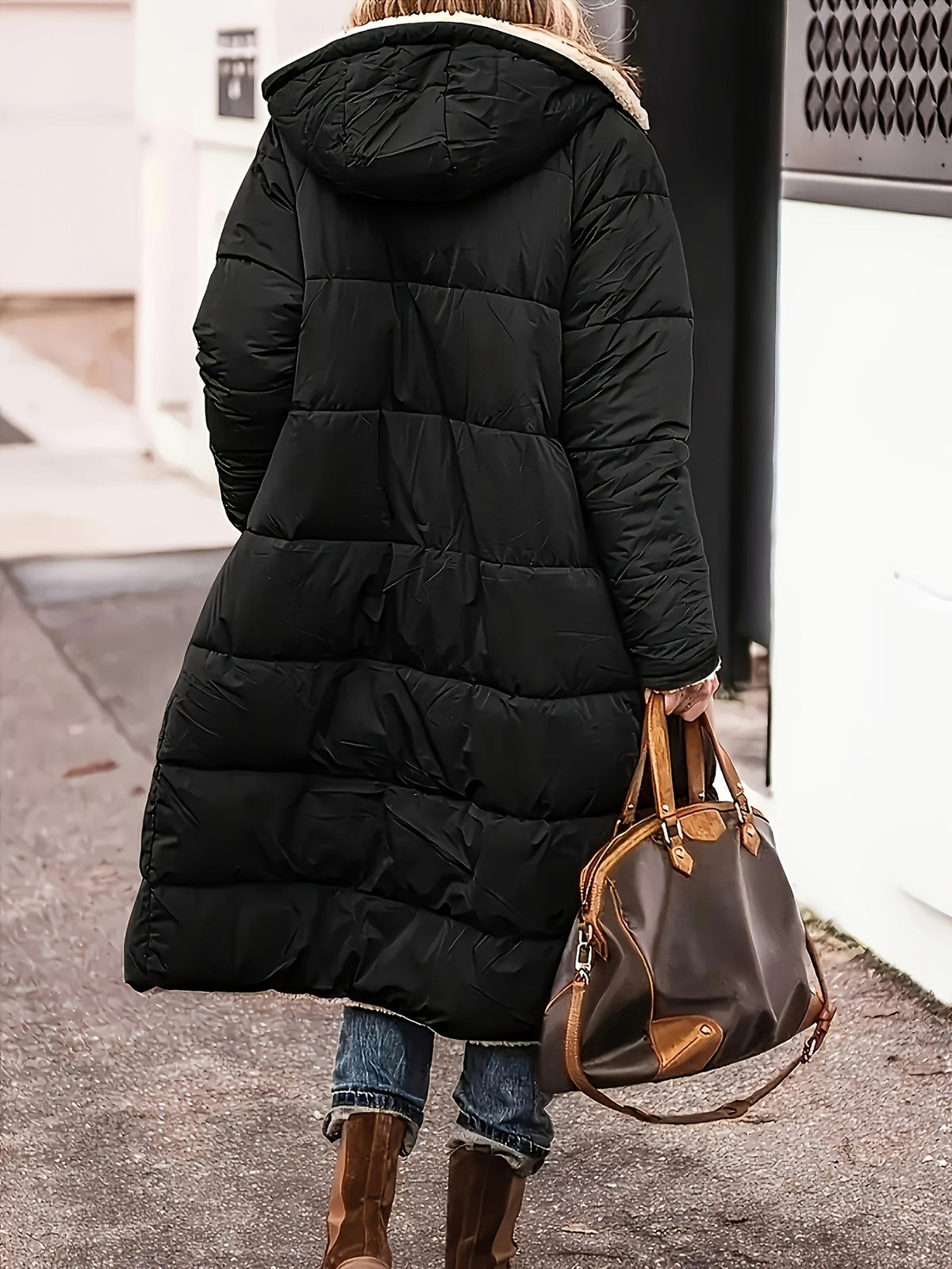 Women's Longline Sherpa-Lined Zip Coat