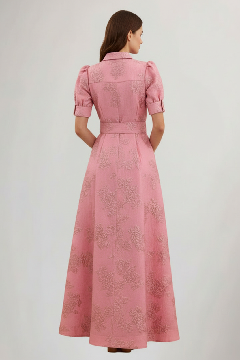 Women’s Floral Maxi Dress with Belted Waist
