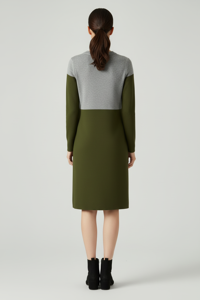 Relaxed Long Sleeve Dress with Structured Finish