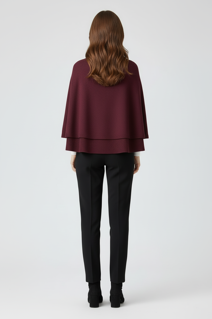 Cape Style Womens Knit Cardigan with Button Front