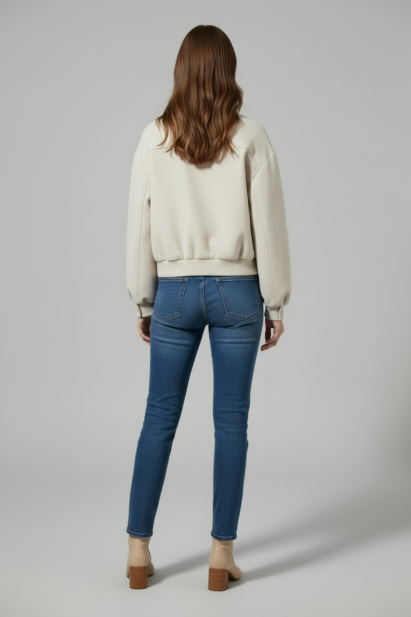 Women’s Zip-Front Bomber Jacket with Functional Pockets