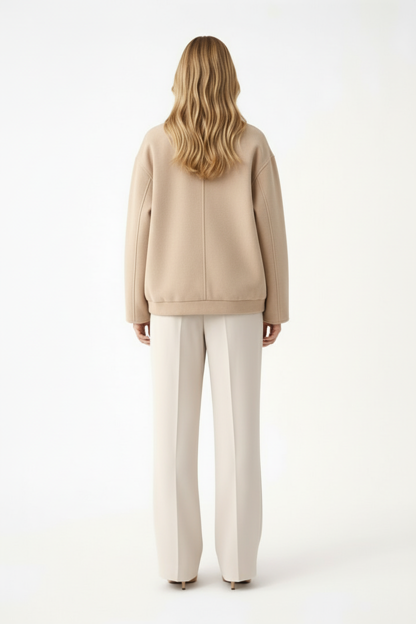 Women’s Bomber Jacket with Front Closure and Functional Pockets