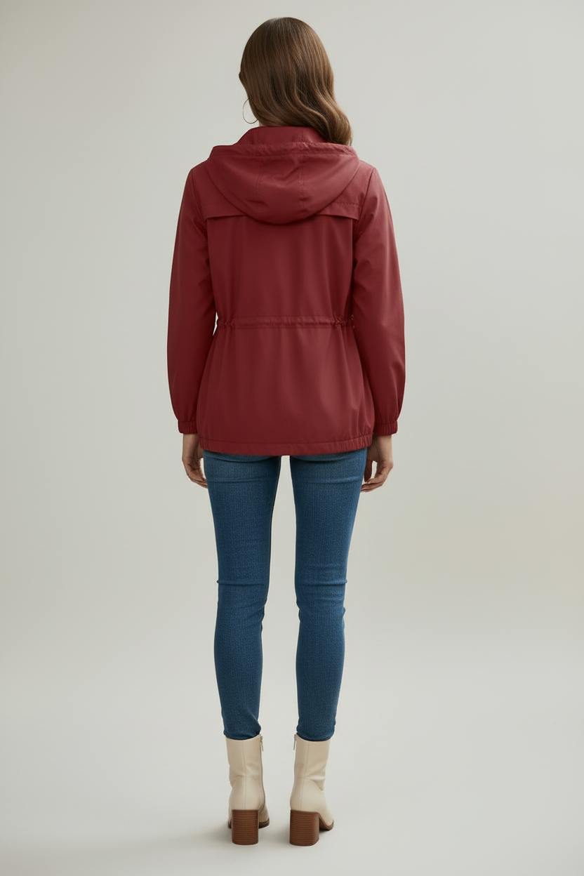 Womens Trench Coat with Hooded Neckline and Regular Fit