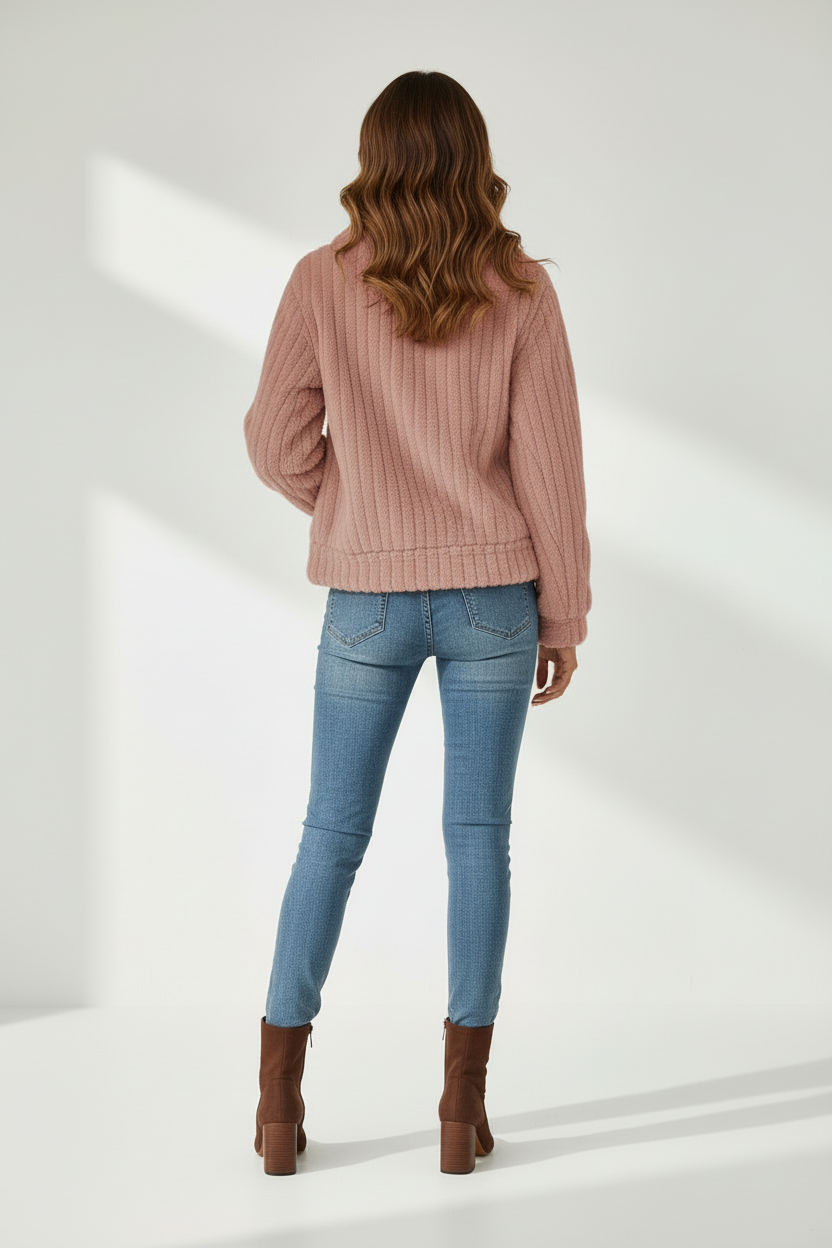 Relaxed Fit Winter Jacket with Hood and Zip Closure