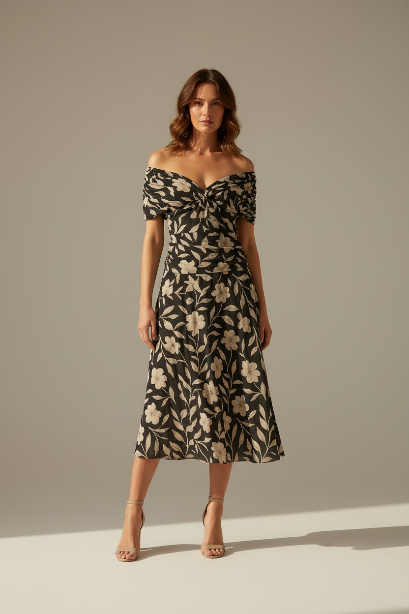 Fluid Elegance Dress with Structured Silhouette