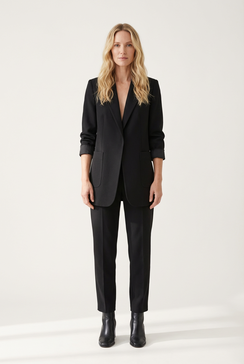 Women’s Blazer with Open Front and Structured Lapel