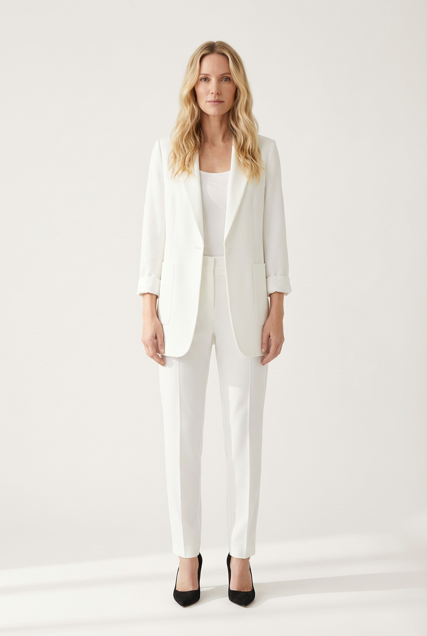 Women’s Blazer with Open Front and Structured Lapel