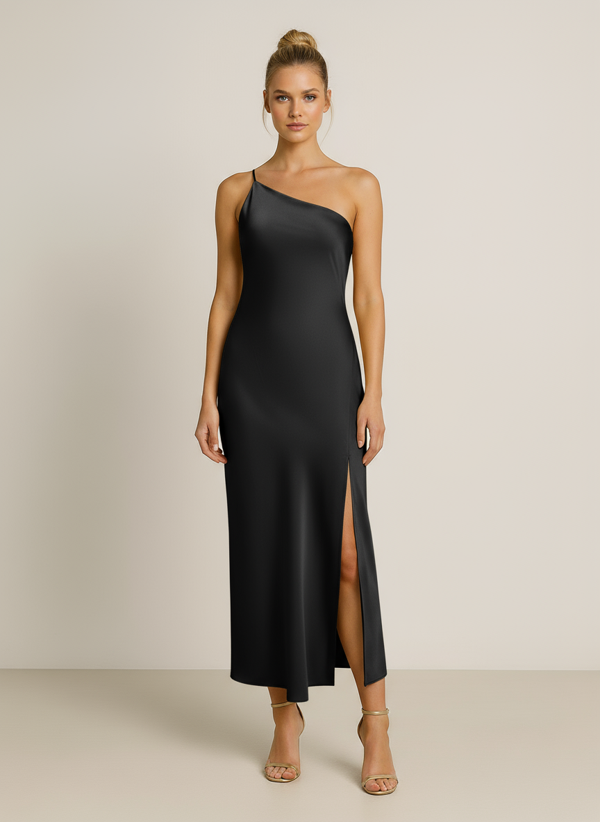 One Shoulder Maxi Dress Women Open Back High Slit