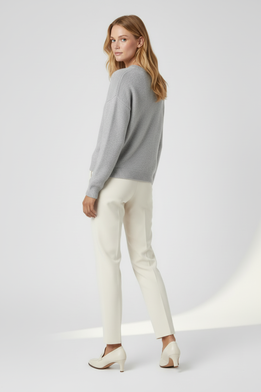 Classic Round Neck Knit Sweater with Long Sleeves