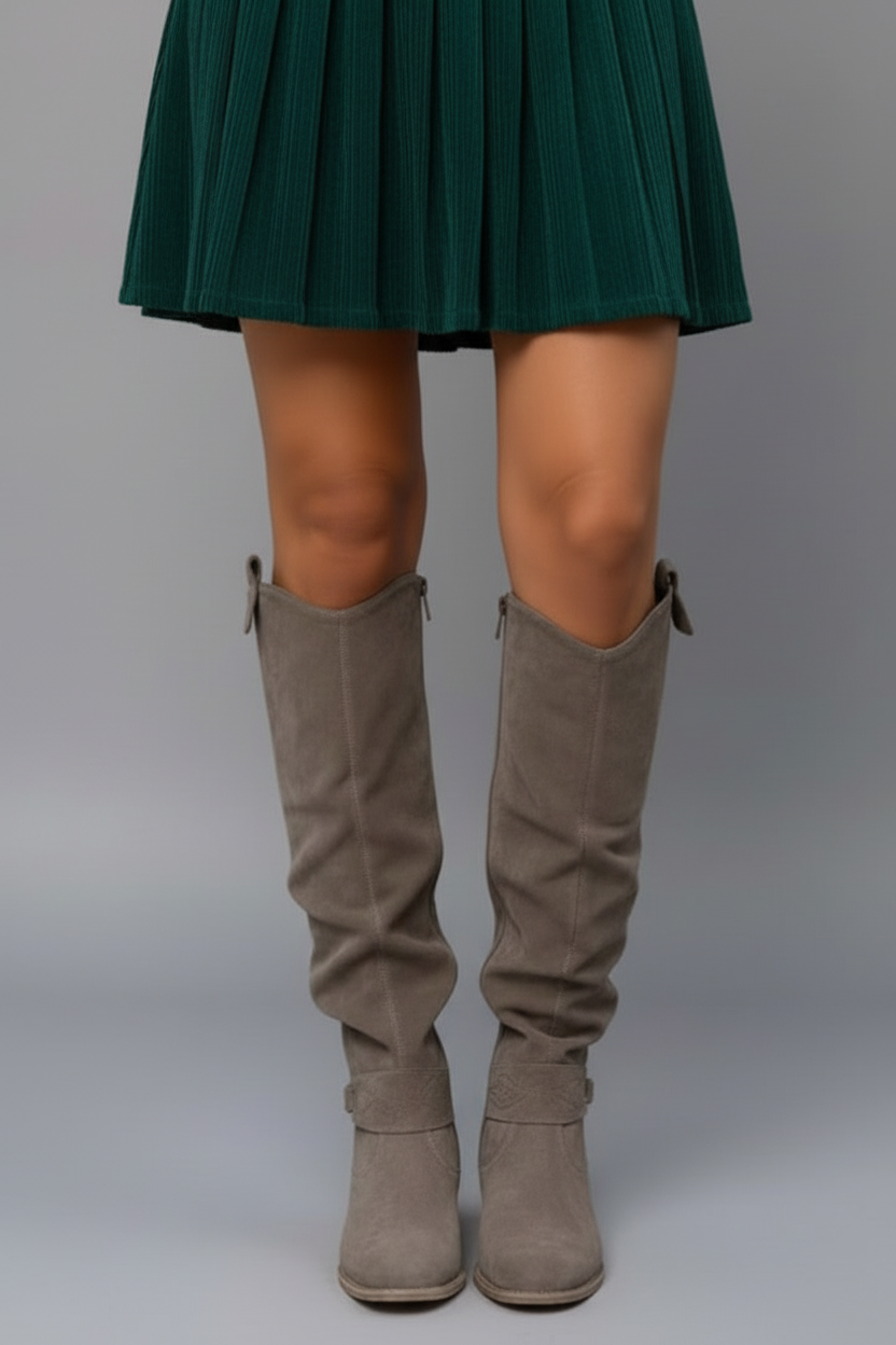 Women’s Over the Knee Boots with Slouch Shaft and Flat Heel
