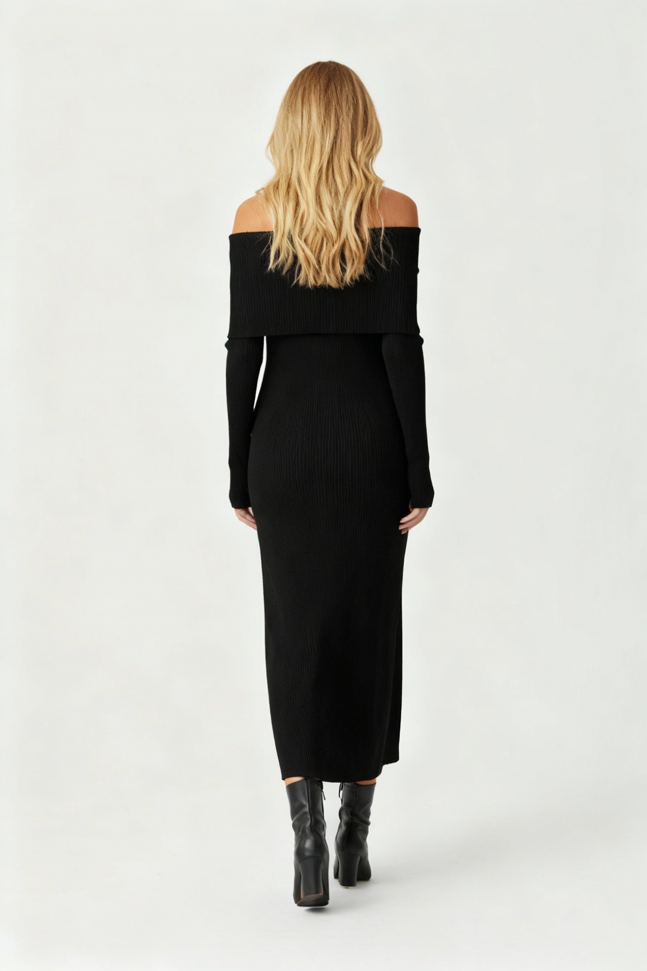 Off Shoulder Knit Maxi Dress Women Elegant Fit Cozy Style