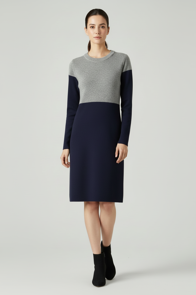 Relaxed Long Sleeve Dress with Structured Finish